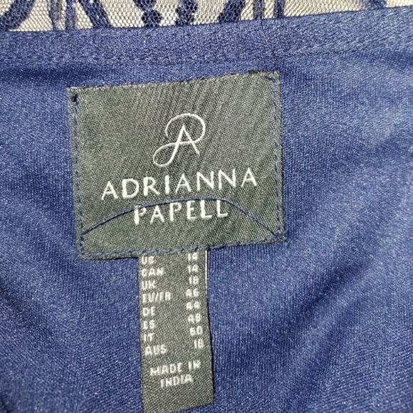 Adrianna Papell Hand-Beaded Godet Gown in Navy, Size 14 - Picture 8 of 9